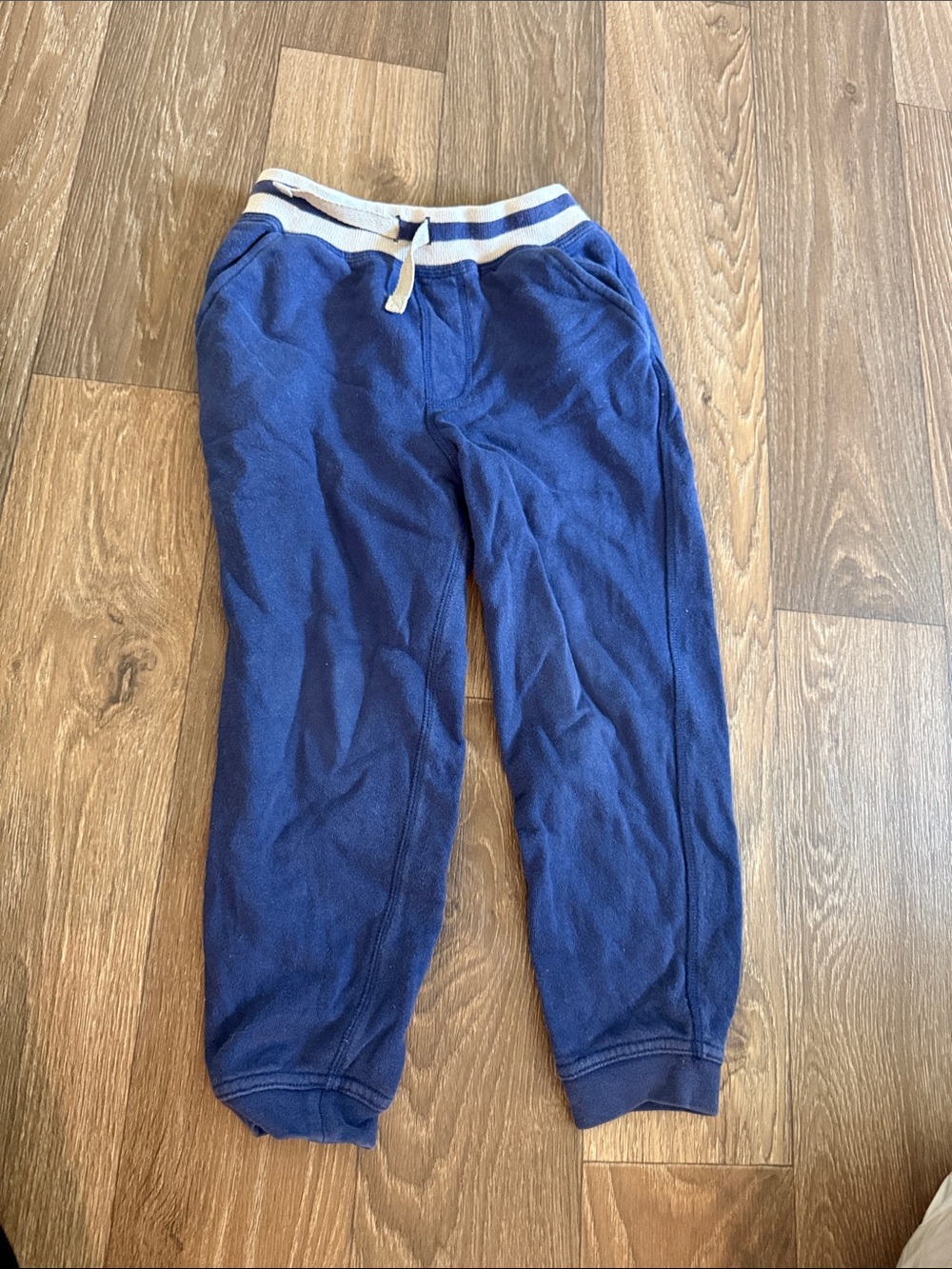 Kids Navy Jogger Sweatpants with Striped Waistband